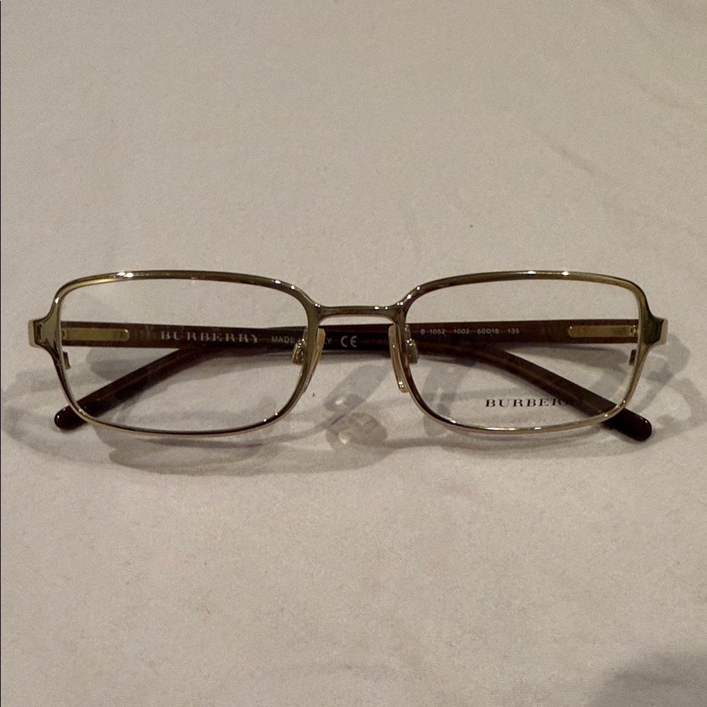 Vintage Burberry Gold Brown Rectangular Glasses, NWOT